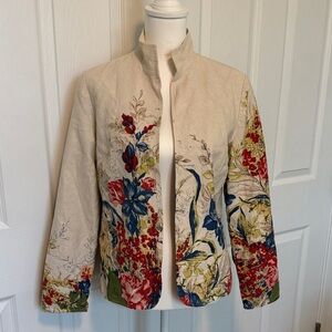 Coldwater Creek Beige Floral Embroidered Jacket Boho🌸